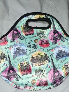 Mint Paris-Print Neoprene Tote Bag